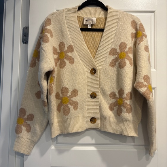 Industry Republic Clothing Sweaters - Industry Republic Clothing Retro Daisy Print Warm Cardigan Sweater Womens Medium